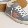 Super Star voor dames in blauw nubuck met roze suède ster en hielstuk