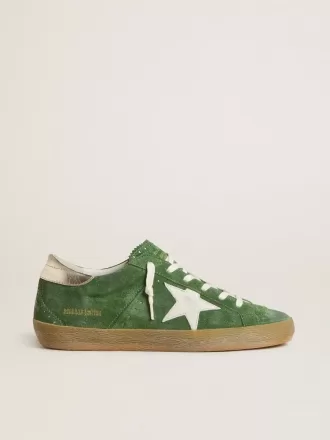 Super-Star voor dames in groen suède met witte ster