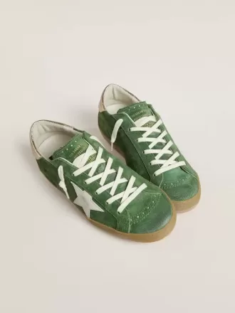 Super-Star voor dames in groen suède met witte ster