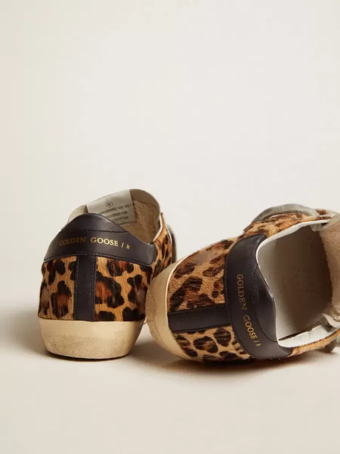 Super-Star voor dames in leer met luipaardprint