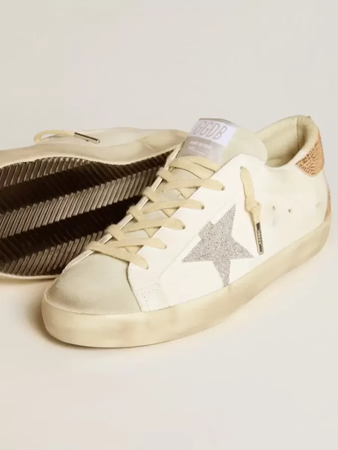 Super-Star voor dames in leer met Swarovski-kristallen ster en hielbandje