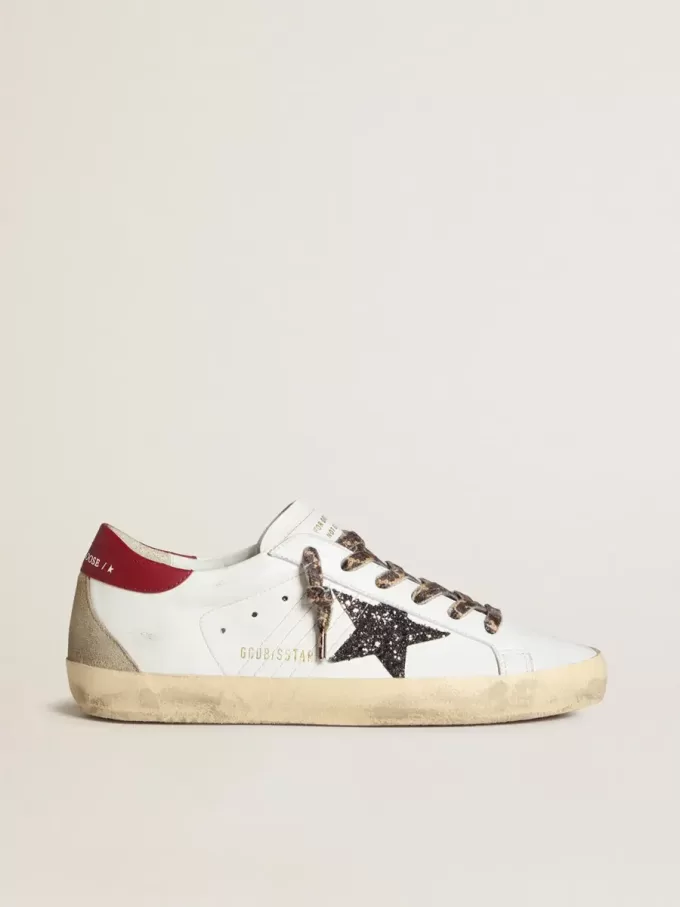 Super-Star voor dames in nappa met glitterster en rode nappa hielband