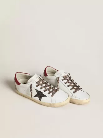 Super-Star voor dames in nappa met glitterster en rode nappa hielband