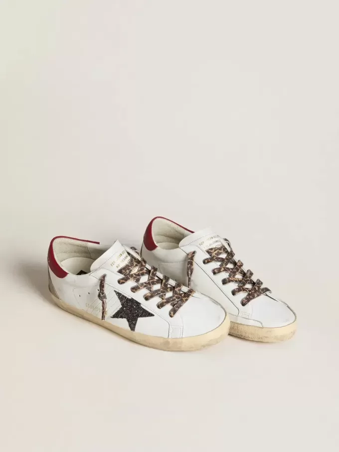 Super-Star voor dames in nappa met glitterster en rode nappa hielband