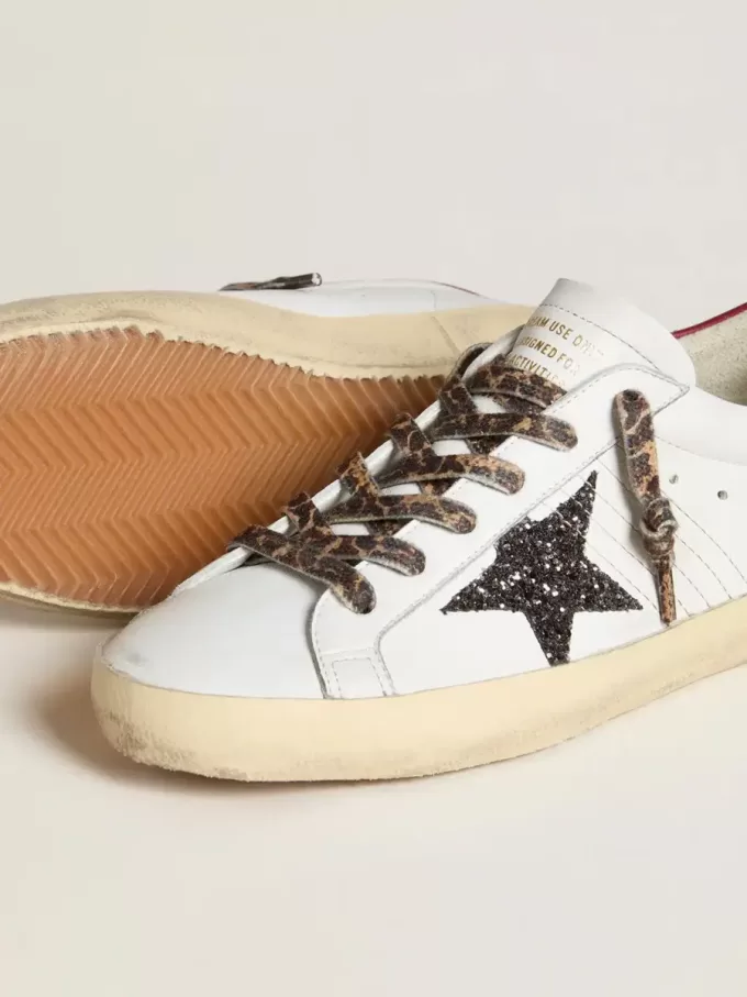 Super-Star voor dames in nappa met glitterster en rode nappa hielband