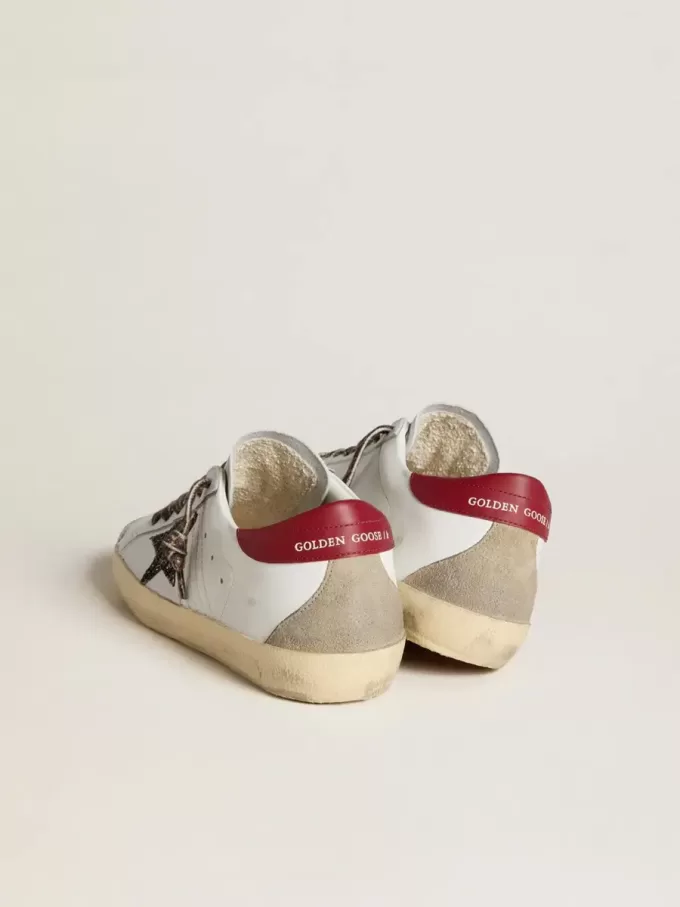 Super-Star voor dames in nappa met glitterster en rode nappa hielband