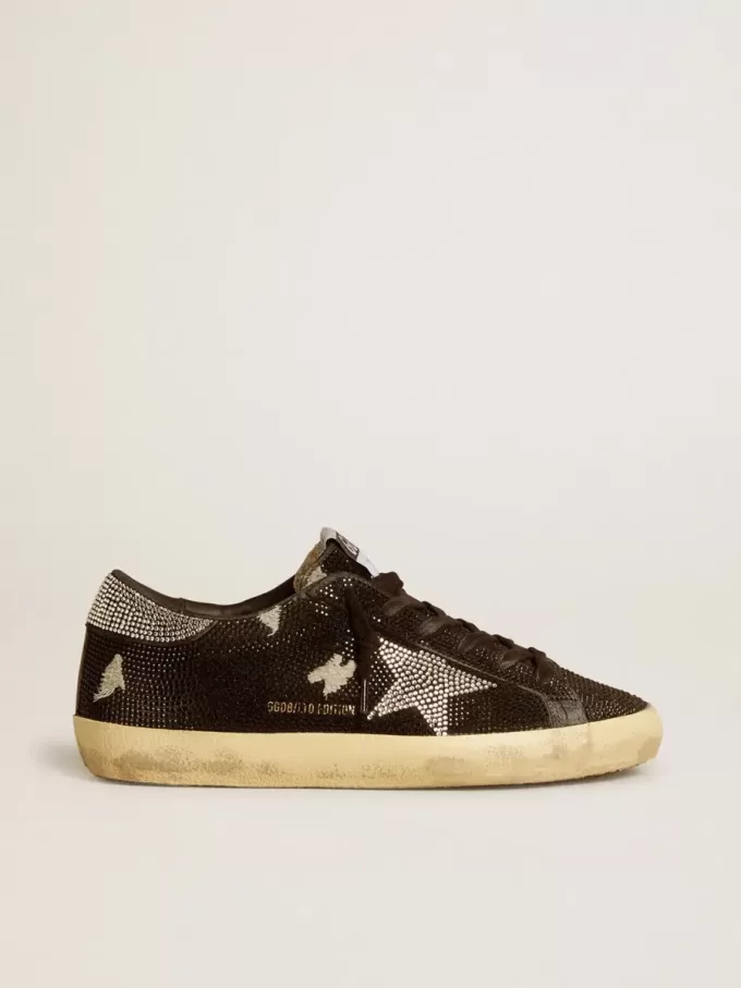 Super-Star voor dames in suède en Swarovski-kristallen met zilveren ster