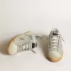 Super-Star voor dames in verouderd wit nubuck met Swarovski-kristallen
