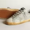 Super-Star voor dames in verouderd wit nubuck met Swarovski-kristallen