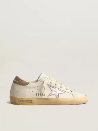 Super-Star voor dames in wit nappa met roze metallic leren ster
