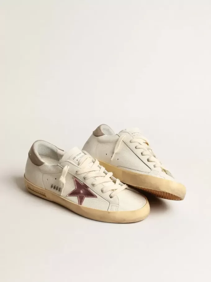Super-Star voor dames in wit nappa met roze metallic leren ster