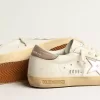 Super-Star voor dames in wit nappa met roze metallic leren ster