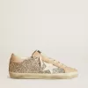 Super-Star voor dames in zilver glitter met leren ster en hielbandje