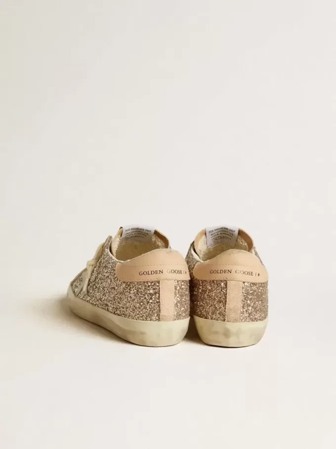 Super-Star voor dames in zilver glitter met leren ster en hielbandje