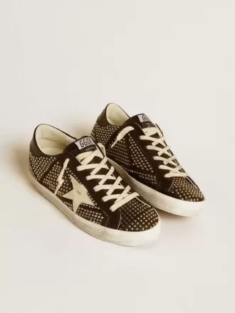 Super-Star voor dames in zwart nappa met studs en witte leren ster