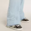 Super-Star voor dames in zwart nappa met studs en witte leren ster