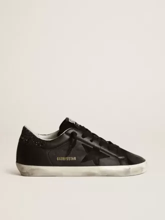 Super-Star voor dames in zwart nappa met zwarte ster en glitter hiellipje
