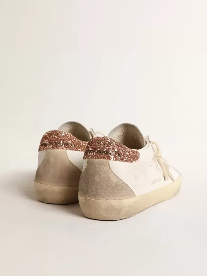 Super-Star voor dames met een suède ster en perzikroze glitter hiellip