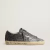 Super Star voor dames met glitter bovenkant en zilverkleurige metalen ster