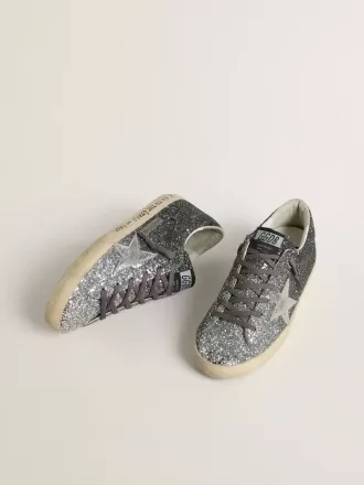 Super Star voor dames met glitter bovenkant en zilverkleurige metalen ster