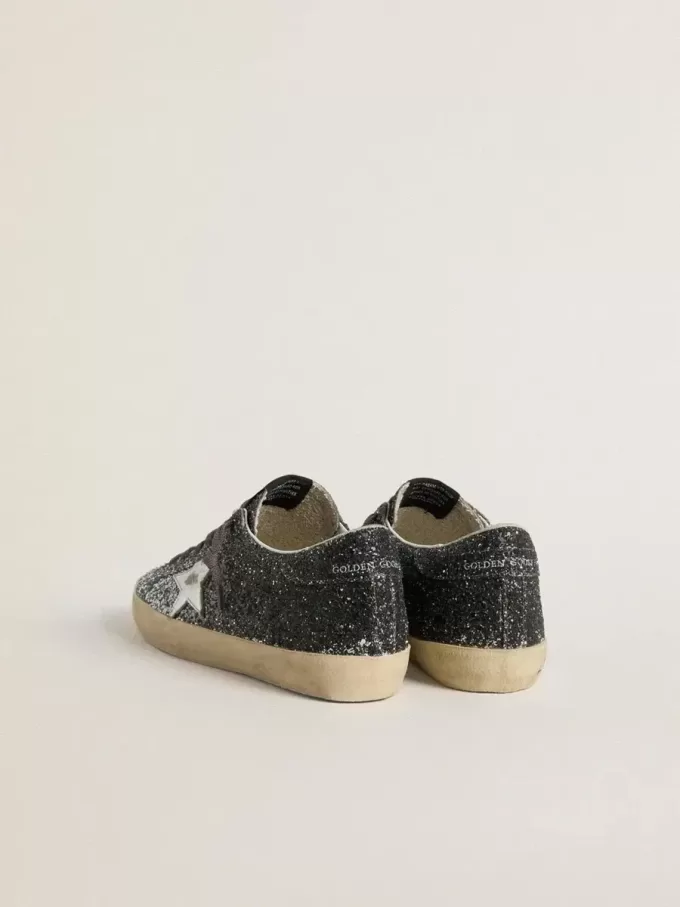 Super Star voor dames met glitter bovenkant en zilverkleurige metalen ster