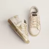 Super-Star voor dames met gouden glitterrand en metalen studs