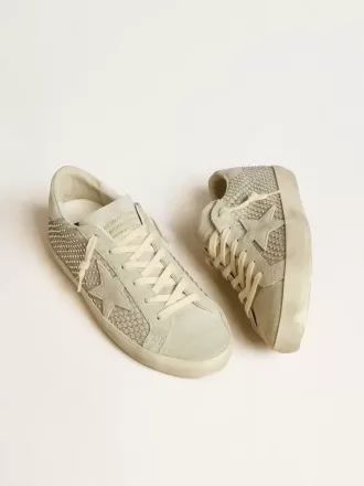 Super-Star voor dames met grijze suède ster en Swarovski-kristallen mesh