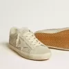Super-Star voor dames met grijze suède ster en Swarovski-kristallen mesh