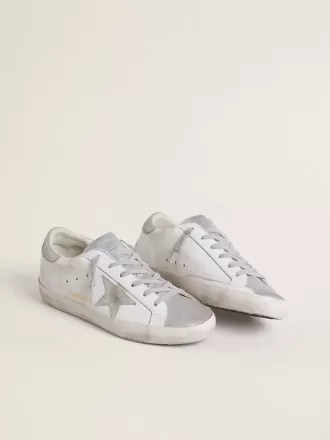 Super-Star voor dames met grijze suède ster en zilveren glitterinzetstukken
