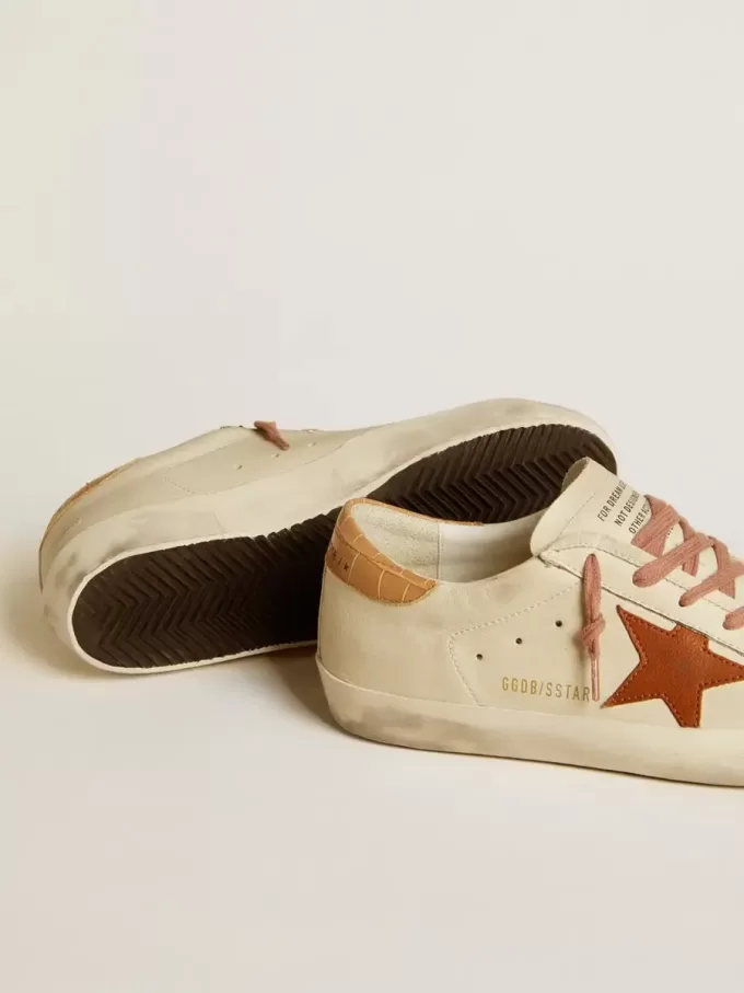 Super-Star voor dames met leren ster en haklipje van leer met krokodillenprint