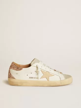 Super-Star voor dames met nude leren ster en gouden glitter hiellip