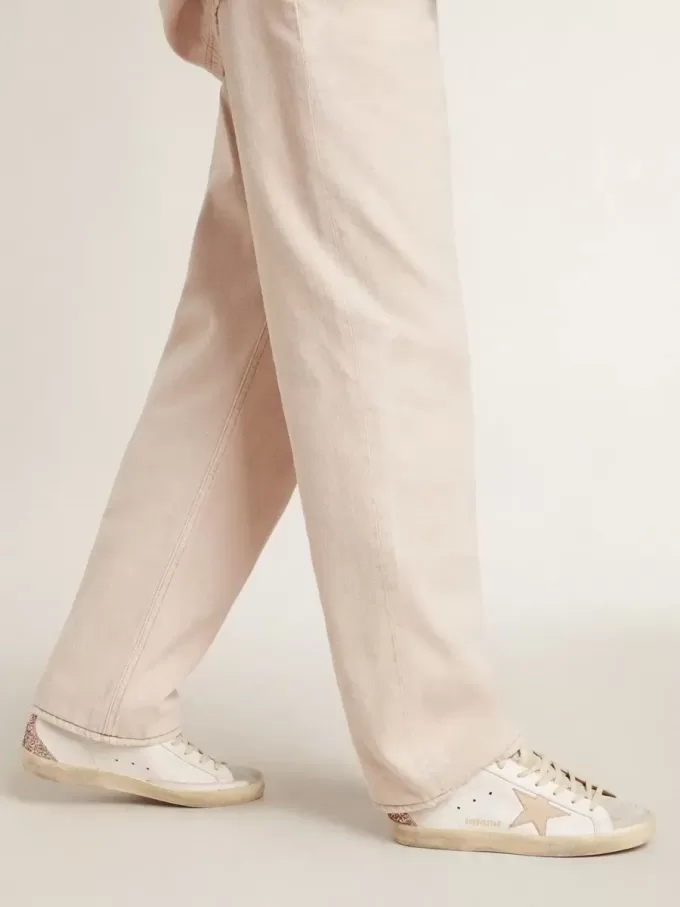 Super-Star voor dames met nude leren ster en gouden glitter hiellip