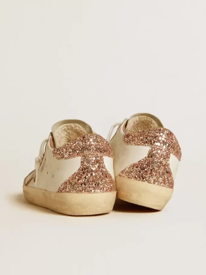 Super-Star voor dames met nude leren ster en gouden glitter hiellip