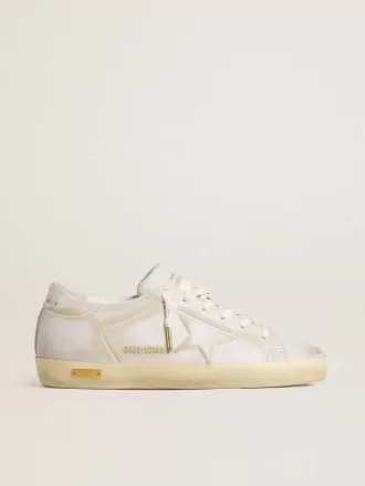 Super-Star voor dames met witte leren ster en hielstuk met doorleefd effect