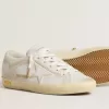 Super-Star voor dames met witte leren ster en hielstuk met doorleefd effect