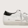 Super-Star voor dames met witte suède ster en zwarte haklip met krokodillenprint