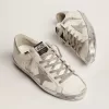 Super-Star voor dames met zilveren glitterrand en metalen studs
