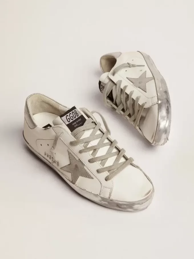 Super-Star voor dames met zilveren glitterrand en metalen studs