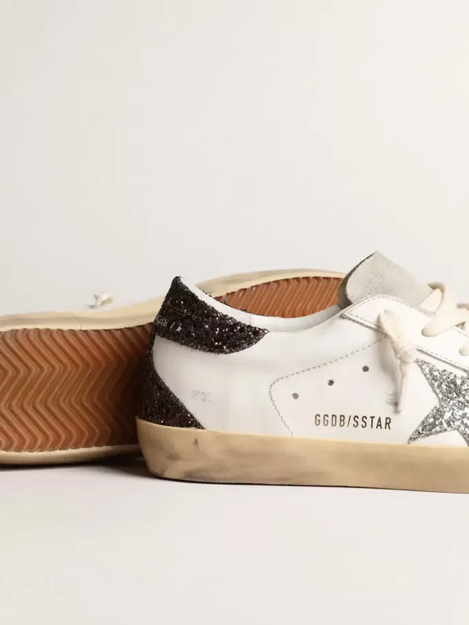 Super-Star voor dames met zilveren ster en bruine glitter hielband