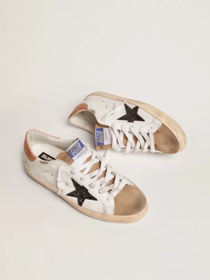 Super-Star voor dames met zwarte glitterster en roze hielband