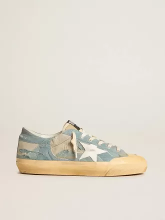 Super-Star voor heren in lichtblauw mesh en nylon met witte leren ster