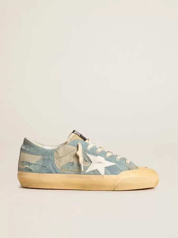 Super-Star voor heren in lichtblauw mesh en nylon met witte leren ster
