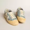Super-Star voor heren in lichtblauw mesh en nylon met witte leren ster