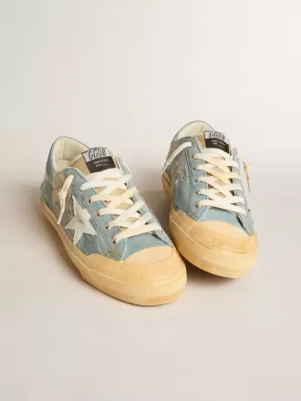 Super-Star voor heren in lichtblauw mesh en nylon met witte leren ster
