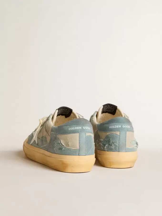 Super-Star voor heren in lichtblauw mesh en nylon met witte leren ster