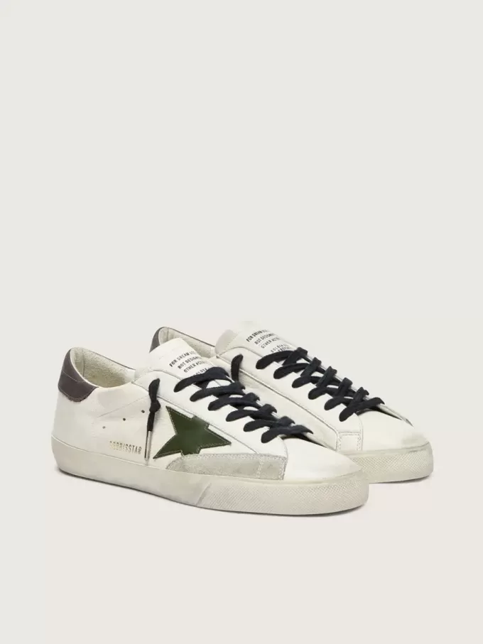 Super-Star voor heren in nappa met groene leren ster en grijze leren hielband.