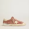 Super-Star voor heren in rood leer met crèmekleurige nubuck ster en hielstuk