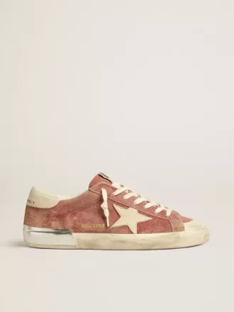 Super-Star voor heren in rood leer met crèmekleurige nubuck ster en hielstuk