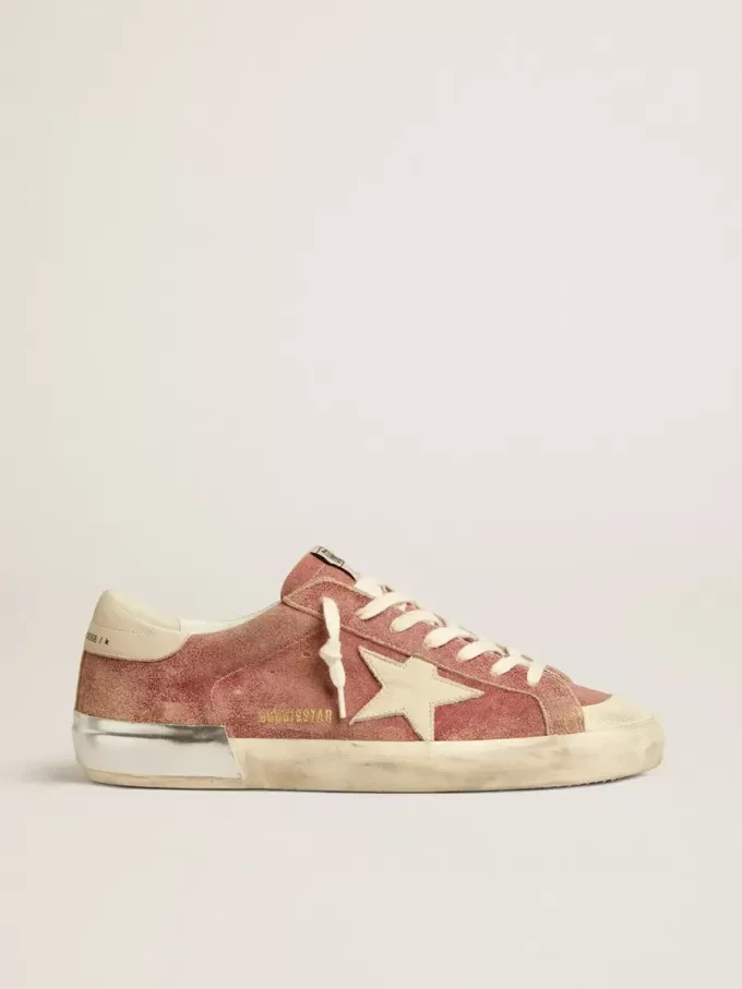 Super-Star voor heren in rood leer met crèmekleurige nubuck ster en hielstuk