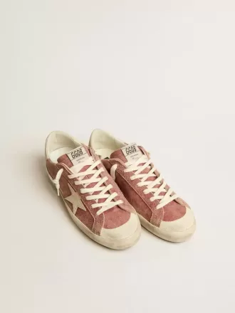 Super-Star voor heren in rood leer met crèmekleurige nubuck ster en hielstuk
